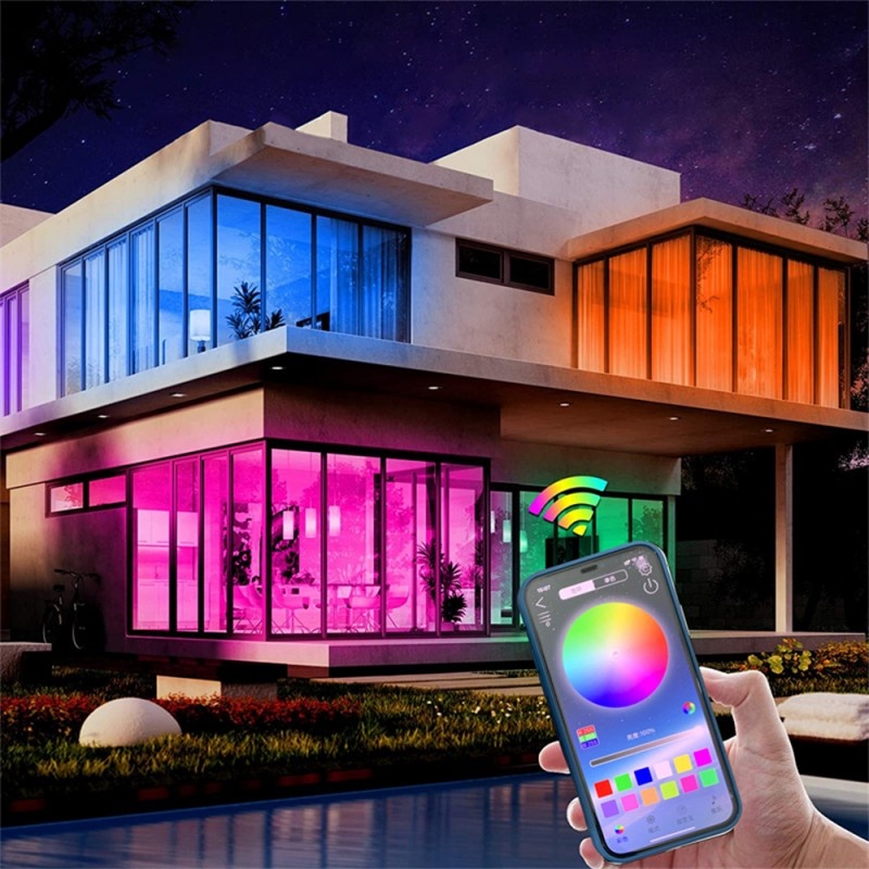 Kit banda LED RGB Smart WiFi Techstar®, SMD 5050, 5m, DC 5V, USB, Control Vocal, Compatibila cu Alexa Amazon si Google Home, Negru - 1 | YEO