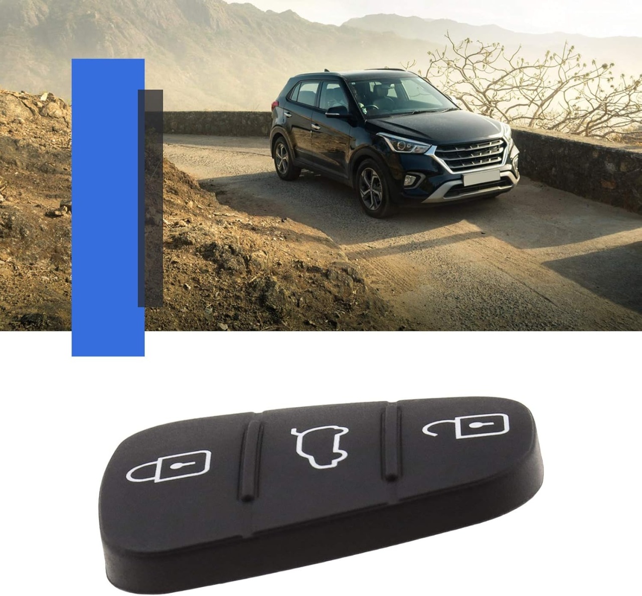 Membrana Cauciuc Butoane Cheie Auto 3 Butoane – Compatibila Hyundai i10, i20, i30, ix35, ix45, Elantra, Tucson, Santa Fe, Veloster, Solaris – Piesa de Schimb pentru Telecomanda - 1 | YEO