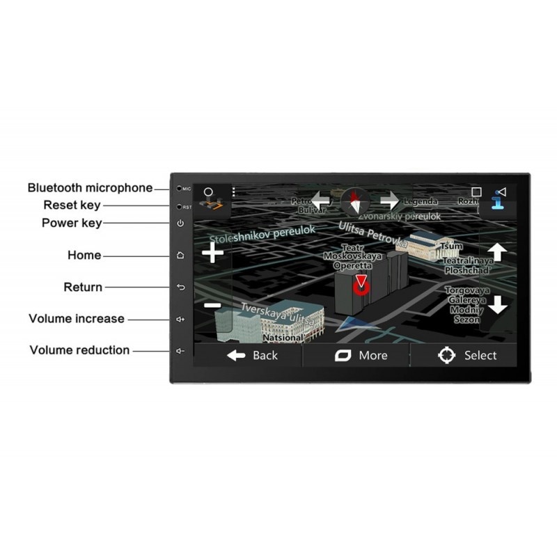 Navigatie Auto Multimedia Techstar® 7168, 2DIN, Android 8.1, 1 GB + 32 GB, GPS Radio, Wi-Fi, Display 7