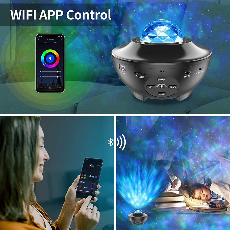 Poze Proiector Smart Techstar® Star and Clouds, WiFi, Telecomanda, Google Assistant, Alexa, IFTTT, Smart Life, Tuya, Programabil