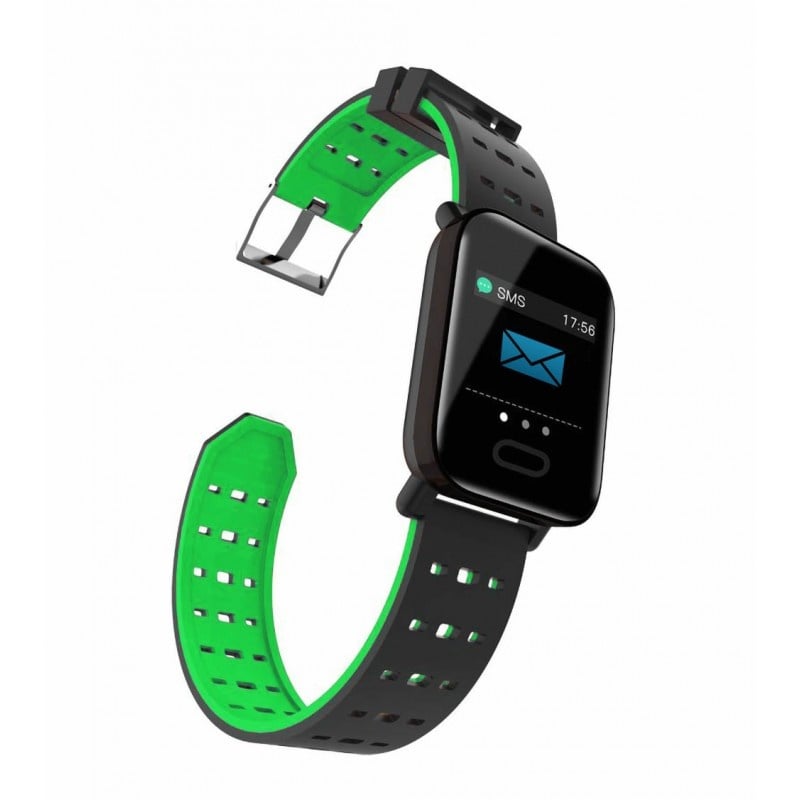 Resigilat Ceas Smartwatch Techstar® A6, 1.3inch, Bluetooth 4.0, Monitorizare Tensiune, Puls, Oxigenare Sange, Alerte Sedentarism, Verde - 1 | YEO