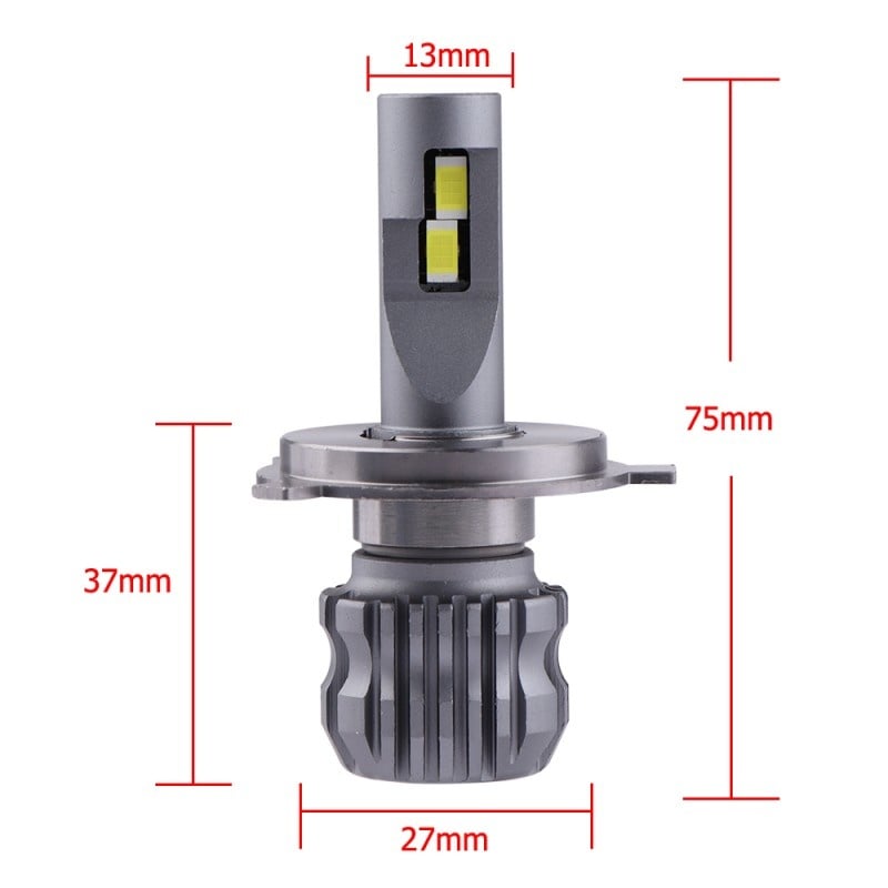 Set 2 LED-Uri Auto Techstar® D20, H4, 60W, 8000 Lumeni, 6000K, 12-24V, Unghi Fascicul 360°, CSP 3570, Canbus, Radiator Aluminiu, Racire Cooling Tech, Argintiu - 3 | YEO