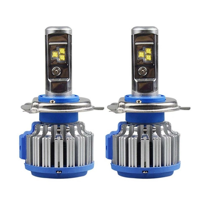 Set 2 LED-uri Auto Techstar® T1, H4, 40w, 9000 Lumeni, 6000K, AUTO, 12-24 Volti, CREE, Canbus, Radiator Aluminiu