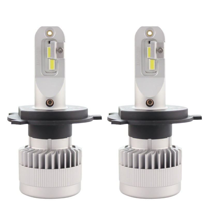 Set 2 LED-uri Auto Techstar® X9, H4, 60w, 8000 Lumeni, 6500K, AUTO, 12-24 Volti, CSP, Canbus, Miez Cupru, Radiator Aluminiu