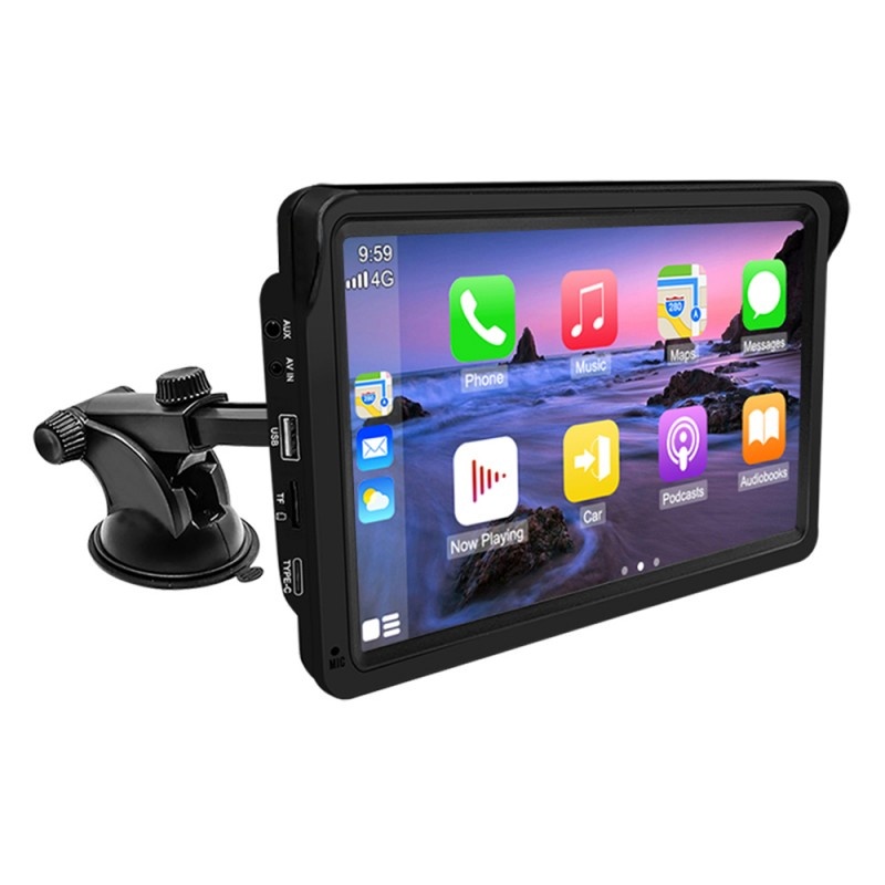 Sistem Multimedia Techstar® Apple Carplay/Android 7090P, Ecran Tactil, 7 Inch 1080P Full HD, Bluetooth, Mirror Link/Card TF/USB/AUX, Negru