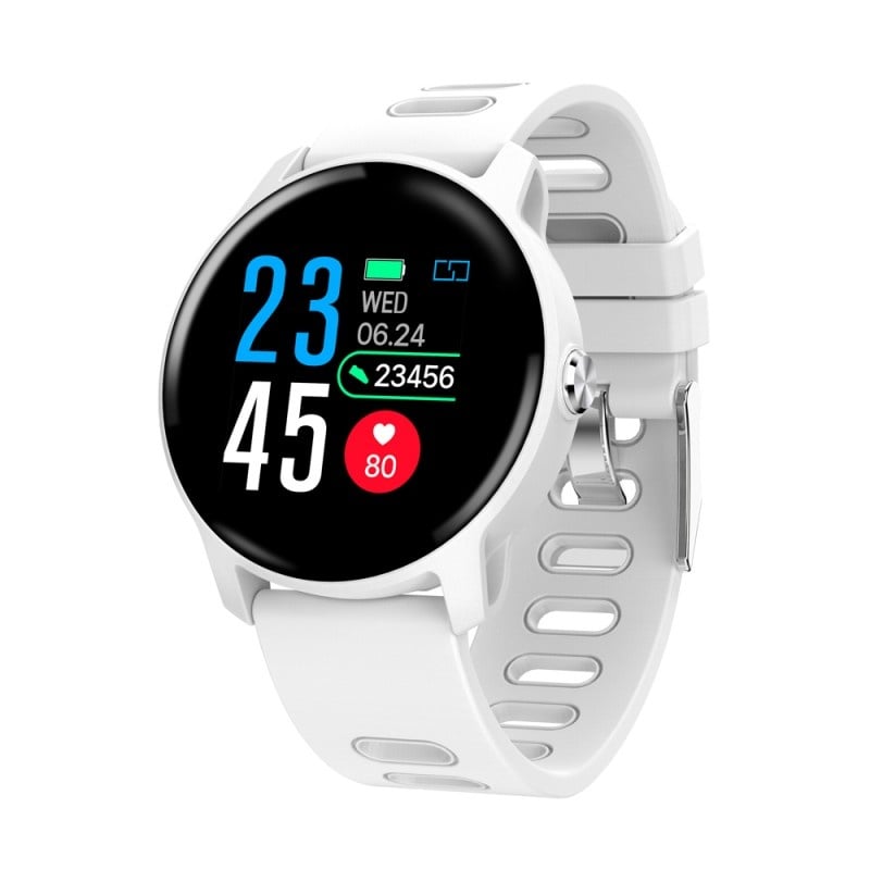 Smartwatch Techstar® S08 Alb Unisex Waterproof IP68 BT 4.0, Ecran 1.3 inch Conectare Android si iOS