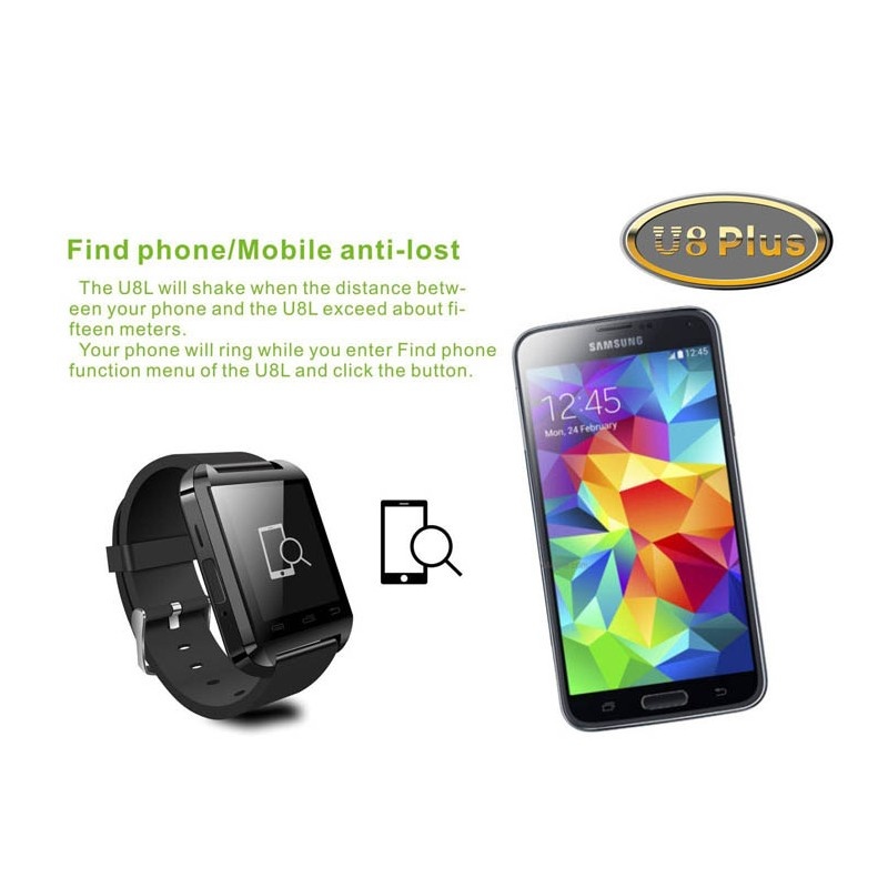 Smartwatch U-Watch Bluetooth U8 Plus Negru compatibil MicroSD - 1 | YEO