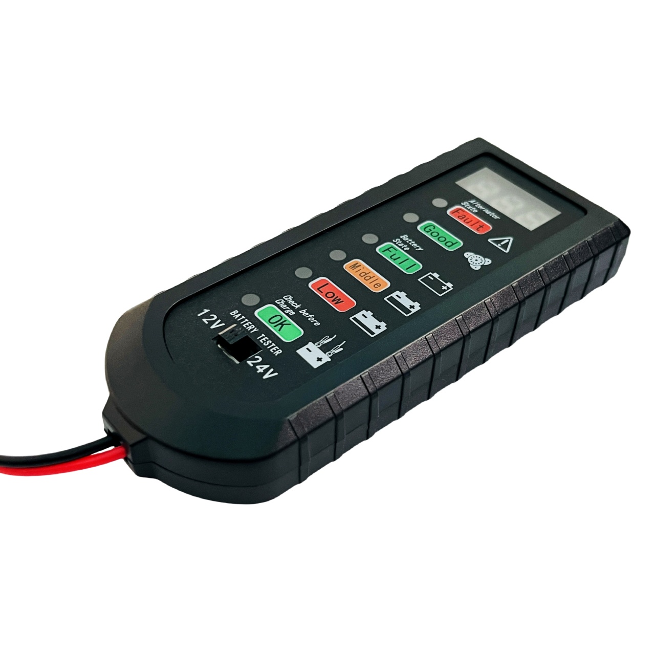 Tester Digital de Baterie Auto Techstar 12V/24V cu Afisaj LED, Diagnostic Alternator si Indicator Stare Acumulator – Compatibil Autoturisme, Camioane, SUV - 1 | YEO