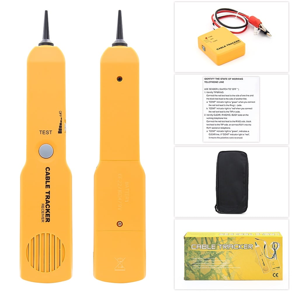 Tracer și Tester continuitate de cabluri telefonice, retea si circuite Techstar RJ11/RJ45, detectare fire intrerupte si scurtcircuite