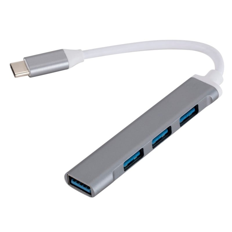 USB HUB Techstar® Diviso, USB Type-C la 4 x USB 3.0, Aluminium, Compact, Usor, OTG, Argintiu - 2 | YEO