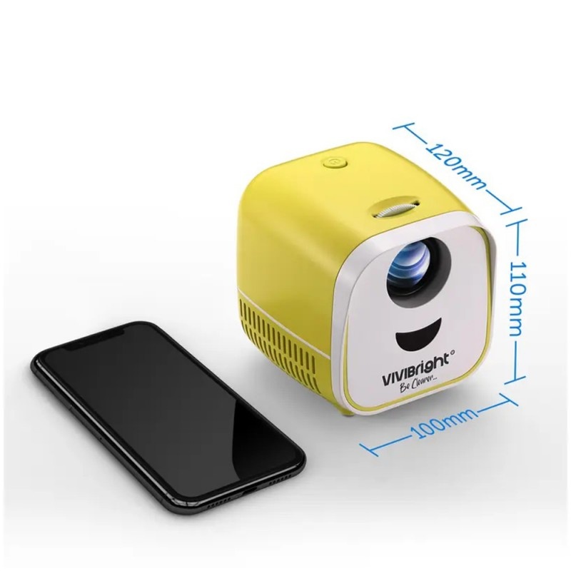 Poze Videoproiector Portabil Vivibright L1, Full HD 1080P, 1000 Lumeni, USB, HD-IN, VGA, DC-IN, AV, Card TF, Difuzor Incorporat, Galben