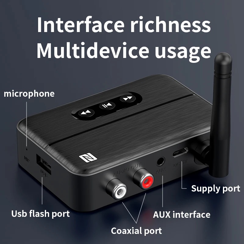 Adaptor RX Receptor Audio Bluetooth 5.4 Techstar® M60, Imperechere NFC, AUX + RCA, Redare USB, Type-C, Flash Drive, Microfon Integrat, HiFi, 10m - imagine 7