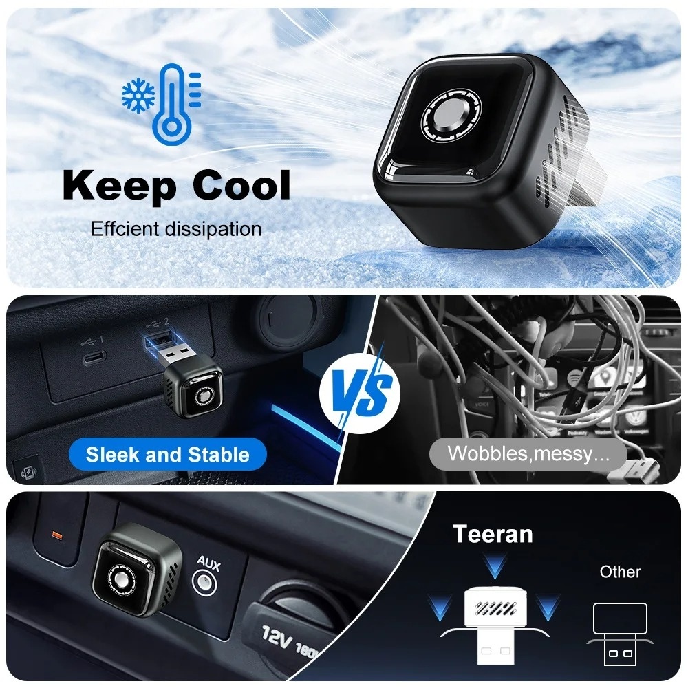 Adaptor Wireless CarPlay & Android Auto 2-in-1 Techstar® B12, USB Compact, Bluetooth 5.3 + Wi-Fi 5.8GHz (5G), Plug & Play, Buton Control/Reset + LED, Conectare Automata - imagine 12