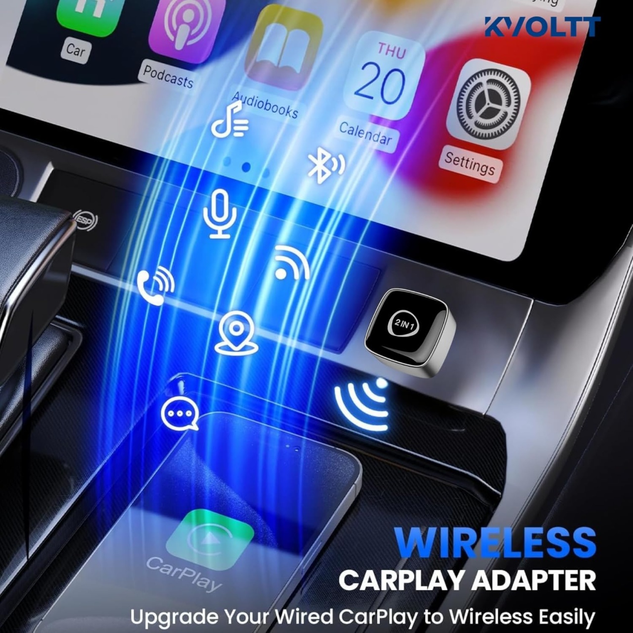Adaptor Wireless CarPlay & Android Auto Techstar M5 2 in 1, USB Mini, BT + Wi-Fi 5GHz, Buton Comutare/Reset, Reconectare Automata, Plug & Play - imagine 5