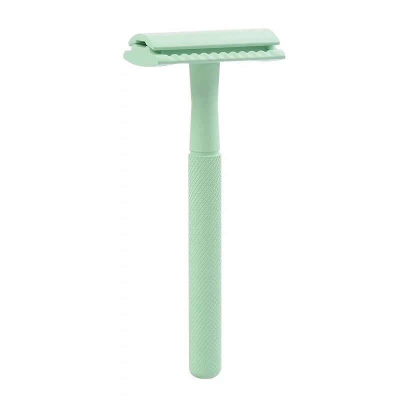 Aparat de ras Classic Safety Razor Techstar® SR3, Aliaj de Zinc, Cu Lame De Rezerva, Reutilizabil, Ecologic, Verde