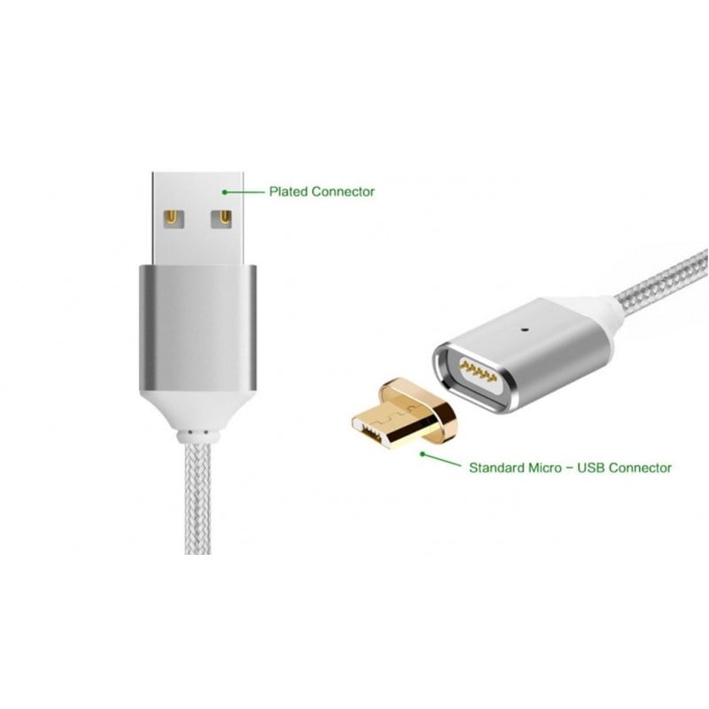 Cablu Micro USB de incarcare magnetic Auriu/Argintiu Impletit Nylon Extrem de Durabil pentru IPhone - 1 | YEO