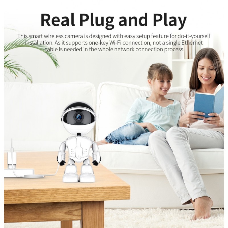 Camera IP Robot Techstar® Fredi Cloud, Home Security, Robot Smart, Auto Tracking, Dual Audio, Aplicatie P2P - 3 | YEO