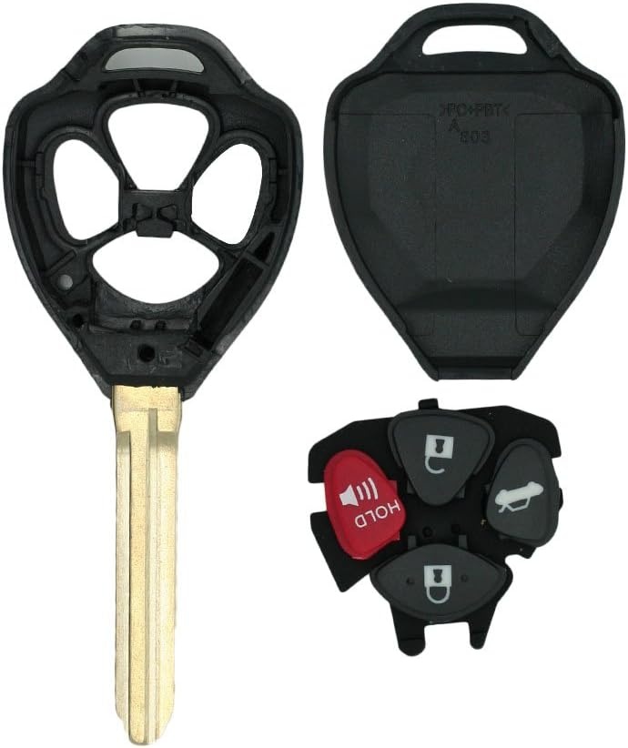 Carcasa Cheie Auto 4 Butoane Compatibila Toyota Corolla, RAV4, Yaris, Camry, Avalon – model 3+1 cu buton rosu PANIC - 1 | YEO