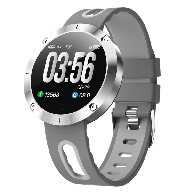 Ceas Smartwatch Techstar® DM58, 1.22 inch IPS, Bluetooth 4.0 + EDR, Monitorizare Tensiune, Puls, Multiple Alerte Unice, Gri