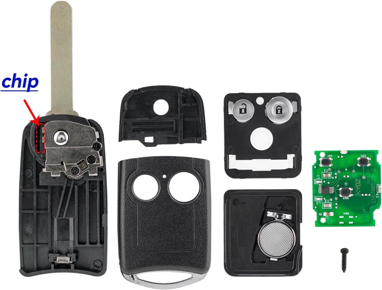 Cheie Auto Programabila Completa Techstar cu 2 butoane, 433MHz, Compatibila Honda Civic 2011–2014, CR-V, Jazz 2012–2015 – cip ID46, lama Hon66, FCCID: HLIK-1T - 1 | YEO