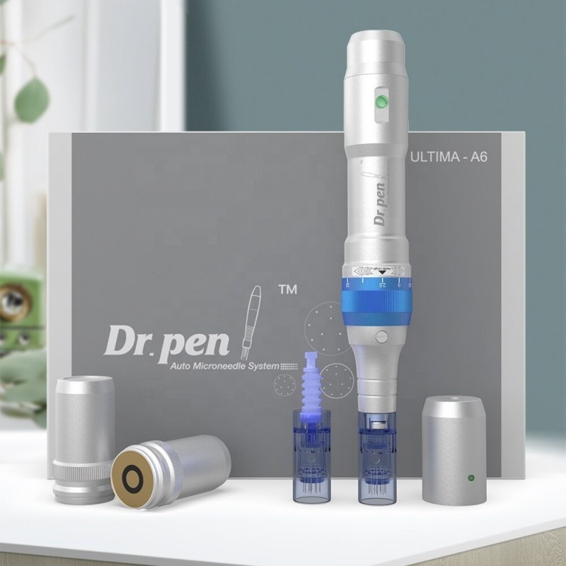 DermaPen Techstar® Dr Pen A6, 2 Capete de Rezerva, Ace Otel Inoxidabil, Regenerare Piele, Lifting, Viteza Reglabila, 2 Acumulatori, 1000mAh - 1 | YEO