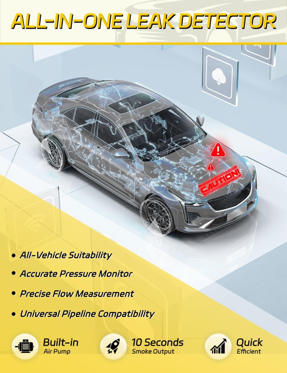 Detector Scurgeri cu Fum Auto EVAP Solary SD302, DC 12V, cu Pompa si Manometru, Detectare Scapari Vacuum, Admisie, Evacuare, Motor, 12V, Portabil - imagine 7