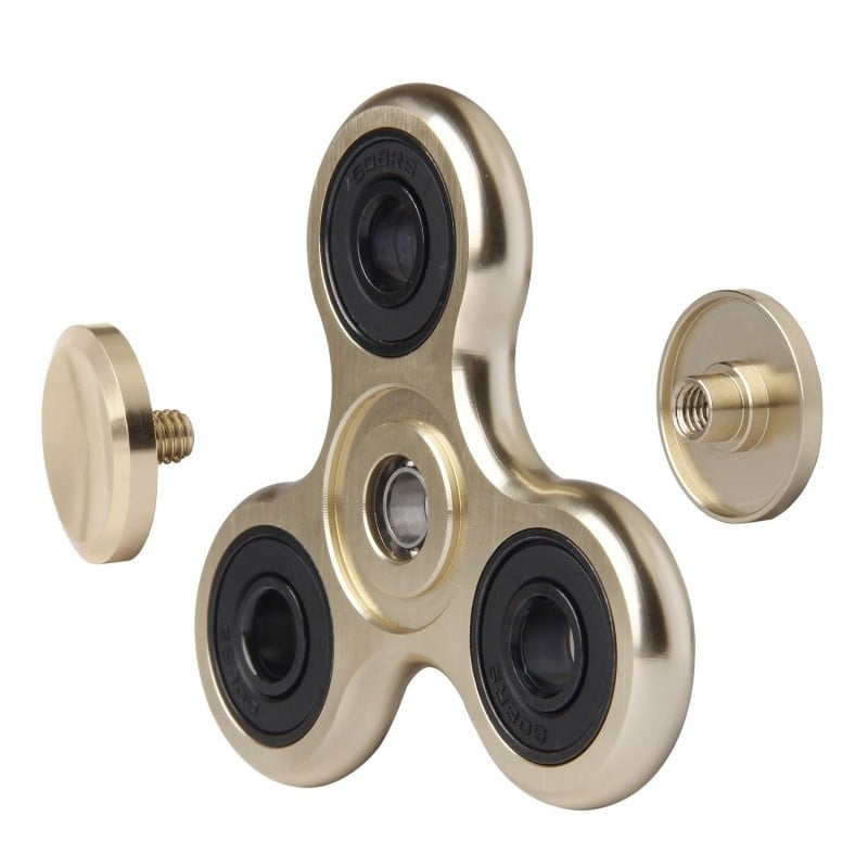 Fidget Spinner Metalic din Aluminiu Culoare Crem cu role Negre sau Albastre - 2 | YEO