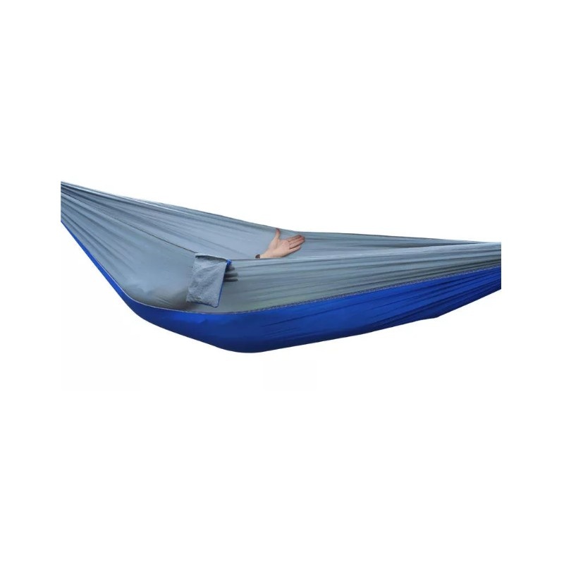 Hamac Albastru Tip Parasuta 210T Nylon Portabil si Compact cu Accesorii Incluse Marime 260 x 140cm Greutate Suportata 250kg