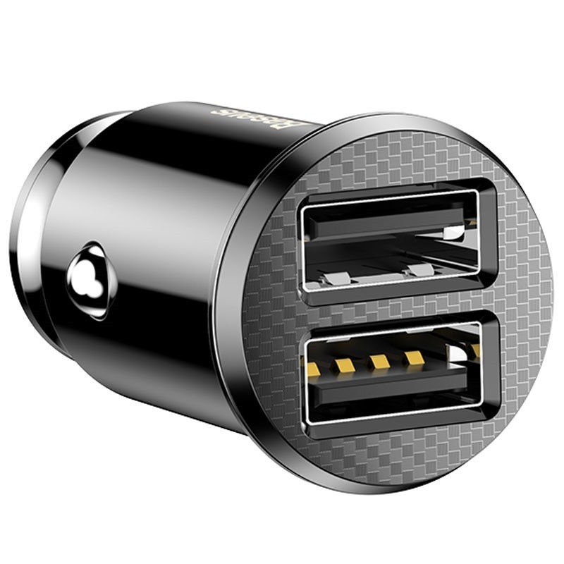 Incarcator Auto Premium Baseus Mini V3, Negru, Ultra Compact, Dual USB, 3,1A, 15,5W