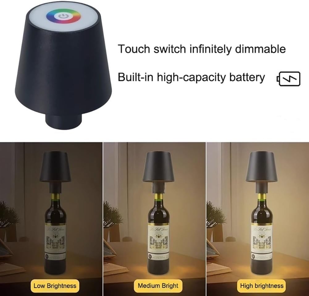 Lampa de Masa pentru Sticla LED Reincarcabila Wireless, Control Tactil, Tricolor RGB Intensitate Reglabila 10W, IP54 Ideala pentru Interior și Exterior - 2 | YEO