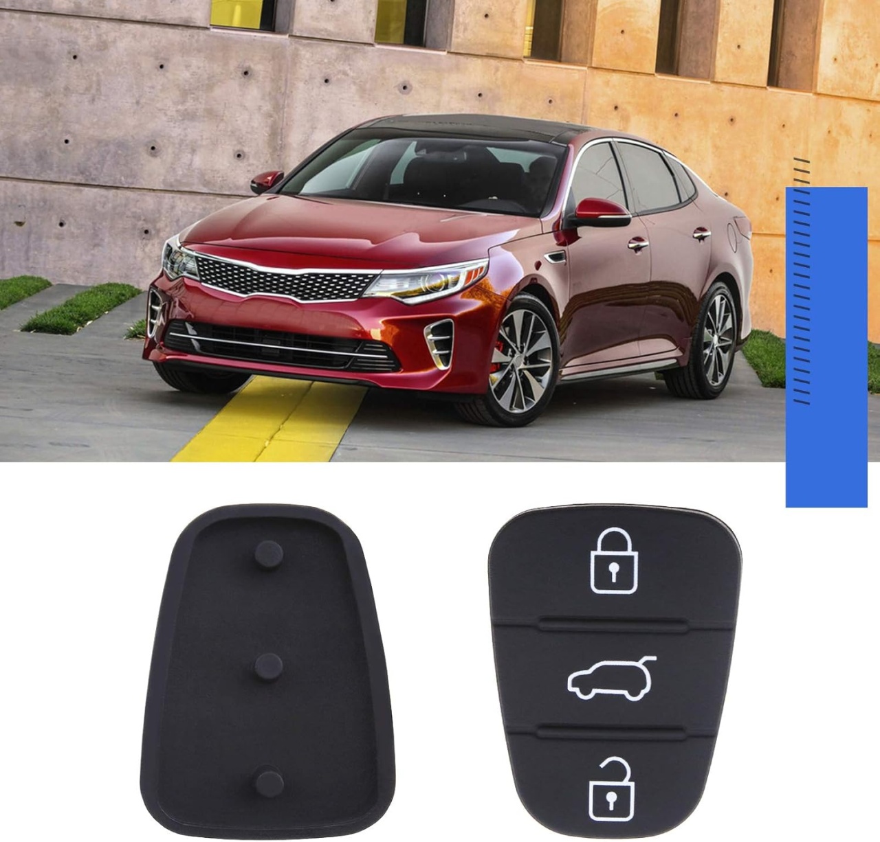 Membrana Cauciuc Butoane Cheie Auto 3 Butoane – Compatibila Hyundai i10, i20, i30, ix35, ix45, Elantra, Tucson, Santa Fe, Veloster, Solaris – Piesa de Schimb pentru Telecomanda - 2 | YEO