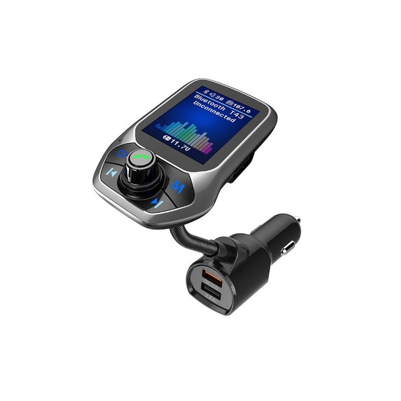 Modulator Auto Transmitator FM Techstar® T43 Bluetooth 4.0 AUX USB QC3.0 Display Color 1.8