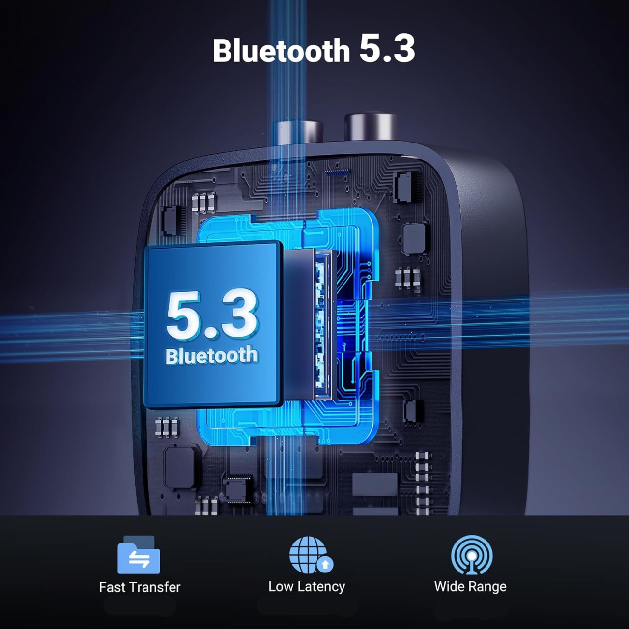 Receptor Receiver Audio Bluetooth Techstar T68, BT 5.3, NFC, RCA L/R + AUX 3.5mm, USB U-Disk, Telecomanda IR, HiFi, 10m, Negru - imagine 3