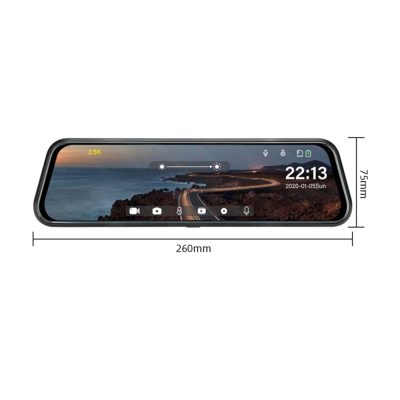 Poze Resigilat Camera Tip Oglinda Techstar® Z78, Dubla, Night Vision, Inregistrare Ciclica, Camera Marsarier, Rezolutie 2K si 1080P Spate
