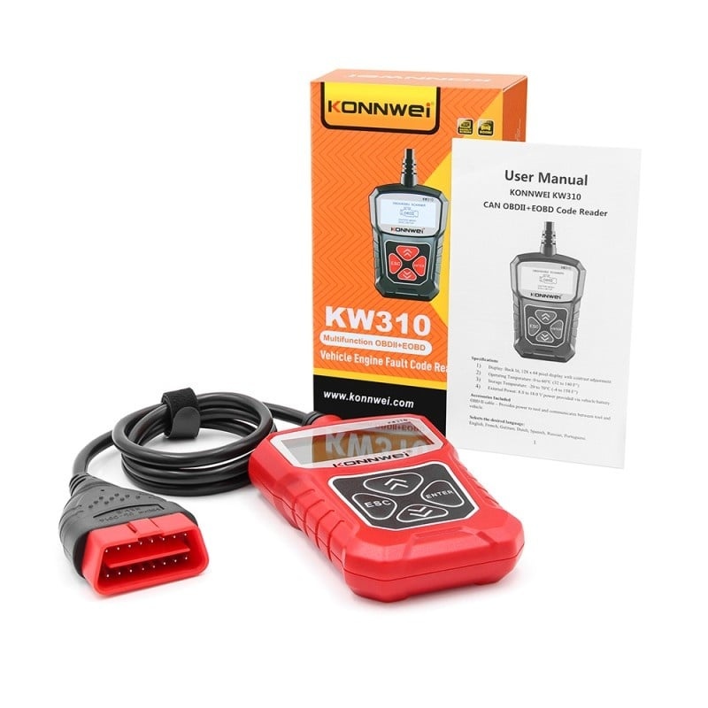 Resigilat Diagnoza OBD2 KONNWEI KW310, Red, Afisare Erori + Descriere, Resetari, Live Data, ELM 327 OBDII - imagine 4