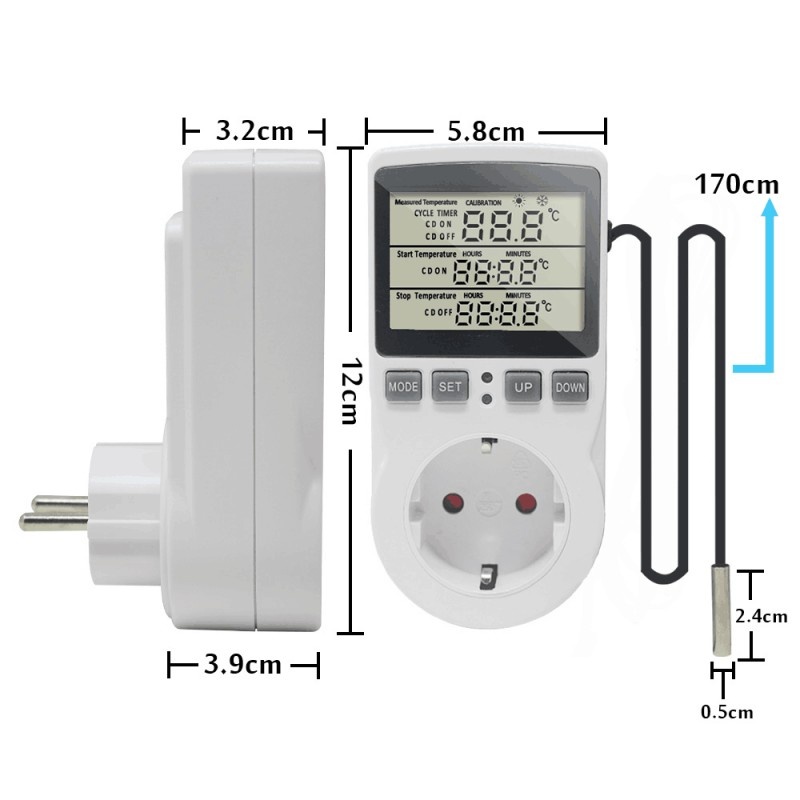 Resigilat Priza Programabila Techstar® KT3100, Digital Timer, Priza Intrerupator, 230V, 16A, Programabila Timp/Temperatura, Termostat, Senzor Temperatura (3m) - 3 | YEO