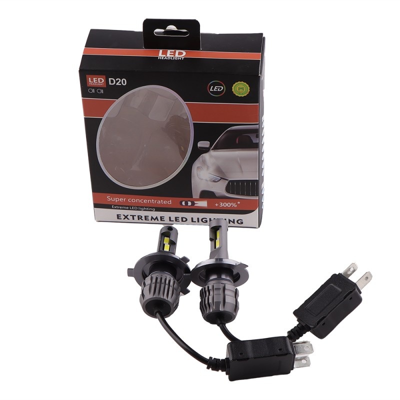 Poze Set 2 LED-Uri Auto Techstar® D20, H4, 60W, 8000 Lumeni, 6000K, 12-24V, Unghi Fascicul 360°, CSP 3570, Canbus, Radiator Aluminiu, Racire Cooling Tech, Argintiu