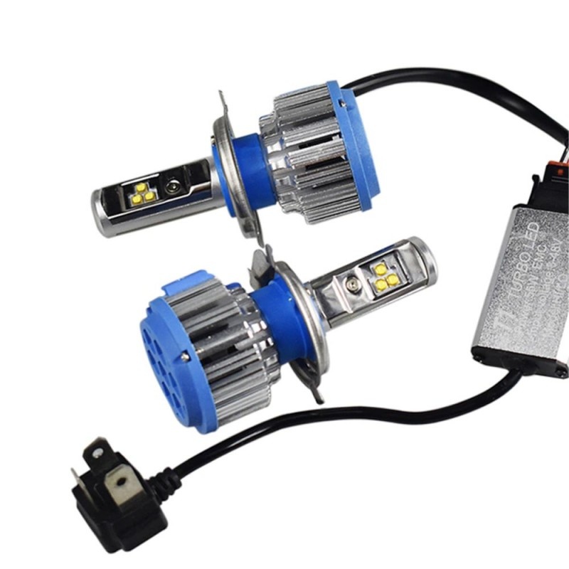 Set 2 LED-uri Auto Techstar® T1, H4, 40w, 9000 Lumeni, 6000K, AUTO, 12-24 Volti, CREE, Canbus, Radiator Aluminiu - 3 | YEO