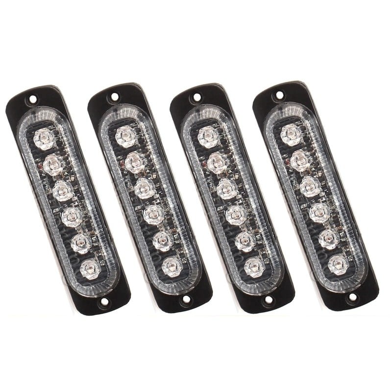 Set 4x6 Lumini LED Tip Stroboscop De Avertizare Flash Rosu si Albastru Alimentare 12V - 1 | YEO