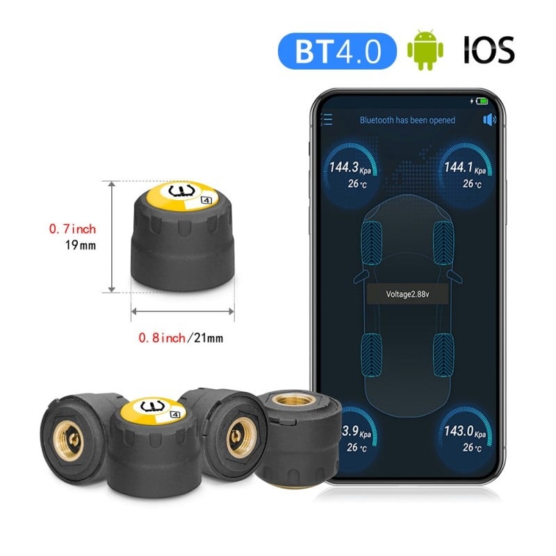 Sistem de monitorizare a presiunii în anvelope, BLE TPMS Bluetooth 4.0 pentru iOS / Android, senzori externi (4 bucati / set) - 3 | YEO