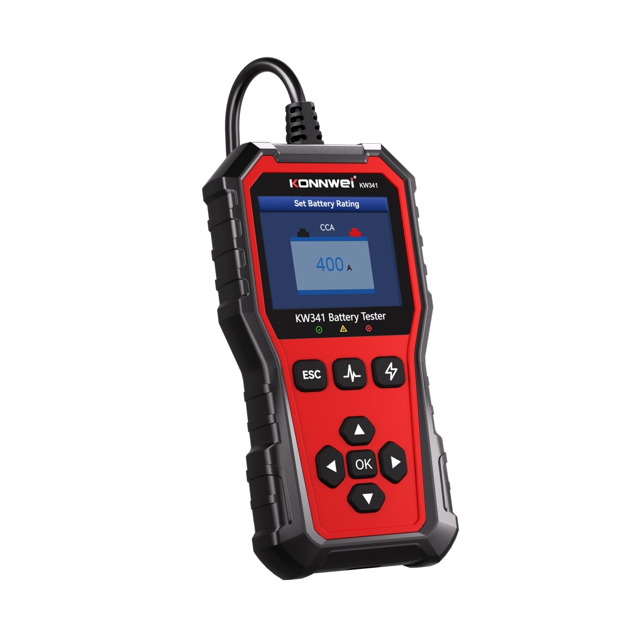 Tester baterie auto KONNWEI KW341 6V 12V 24V, CCA 10–2000, SOH SOC, test alternator si pornire, AGM EFB GEL Litiu, waveform, raport QR - imagine 8