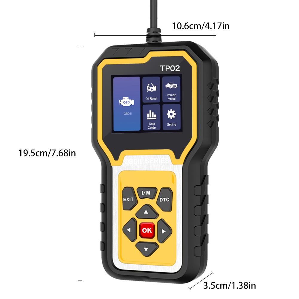 Tester diagnoza auto Techstar TP02, sistem intreg OBD2 – Diagnoza completa masini, Resetare ulei, Citire/Stergere DTC, Informatii Live Data - 2 | YEO