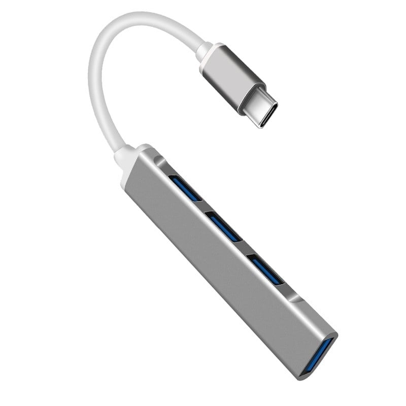 USB HUB Techstar® Diviso, USB Type-C la 4 x USB 3.0, Aluminium, Compact, Usor, OTG, Argintiu - 3 | YEO