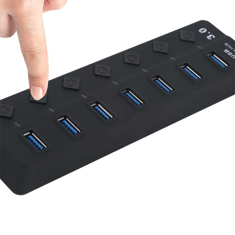 USB Hub Techstar® HB7, 3.0 High Speed, 7 Port USB 3.0, Buton On/Off, Conexiune USB 3.0 de mare viteza - 2 | YEO