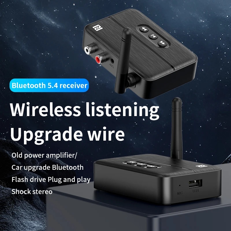 Adaptor RX Receptor Audio Bluetooth 5.4 Techstar® M60, Imperechere NFC, AUX + RCA, Redare USB, Type-C, Flash Drive, Microfon Integrat, HiFi, 10m - imagine 4