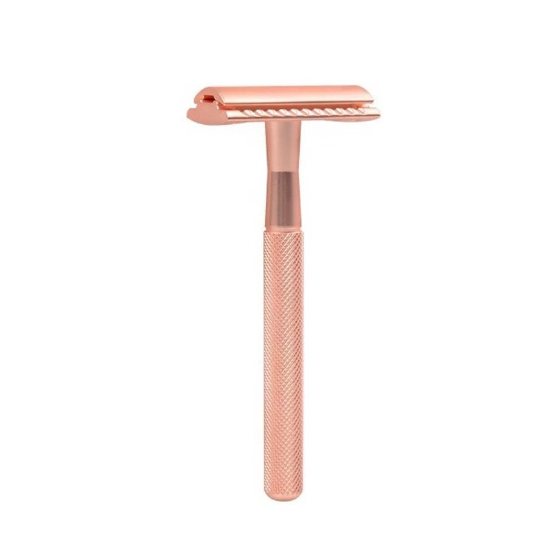 Aparat de ras Classic Safety Razor Techstar® SR1, Aliaj de Zinc, Cu Lame De Rezerva, Reutilizabil, Ecologic, Rose Gold - 3 | YEO