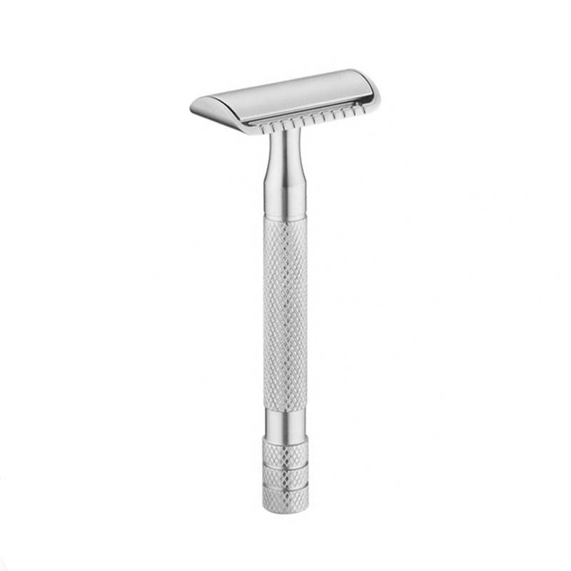 Aparat de ras Classic Safety Razor Techstar® SR2, Aliaj de Zinc, Cu Lame De Rezerva, Reutilizabil, Ecologic, Argintiu