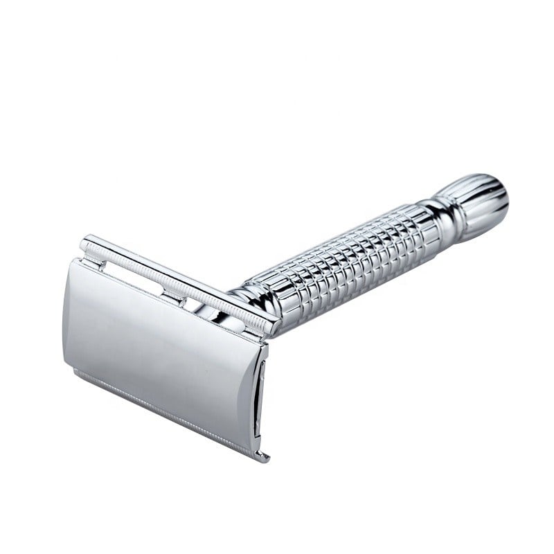 Aparat de ras Classic Safety Razor Techstar® SR4, Aliaj de Zinc, Cu Lame De Rezerva, Reutilizabil, Ecologic, Argintiu - 3 | YEO