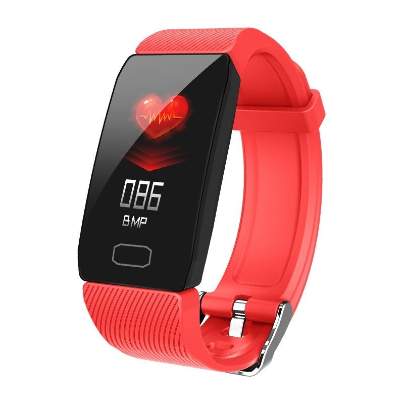 Bratara Fitness Smart Techstar® Q1 Rosu, Monitorizare Cardiaca, Sedentary, Bluetooth, IP65, Ecran IPS