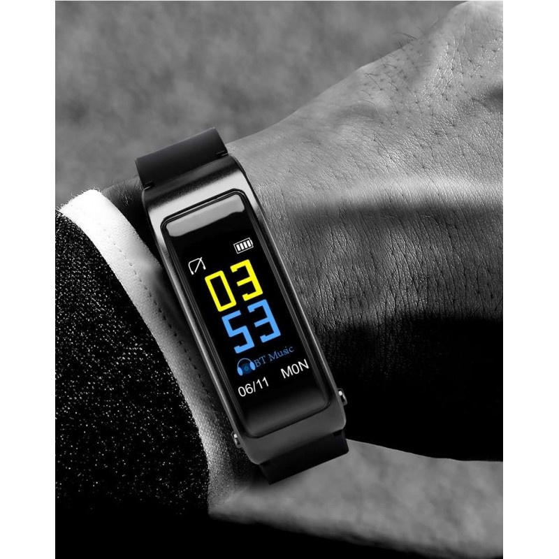 Poze Bratara Fitness Techstar Y3 Plus, 0.96" inch, 2in1, Casca Wireless, Bluetooth 4.1, Senzor Tensiune, Puls, Oximetru, Monitorizare Somn, Apeluri, Gri